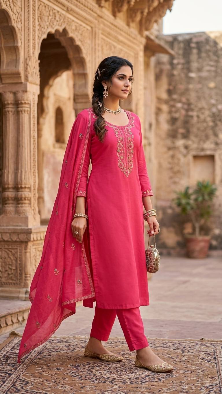 Embroidered Anarkali Set